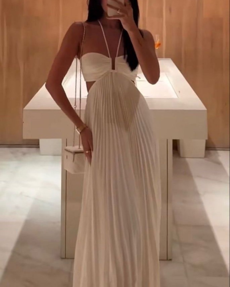 chinese dress ladies Bianca Strapless Pleated Maxi Dress
