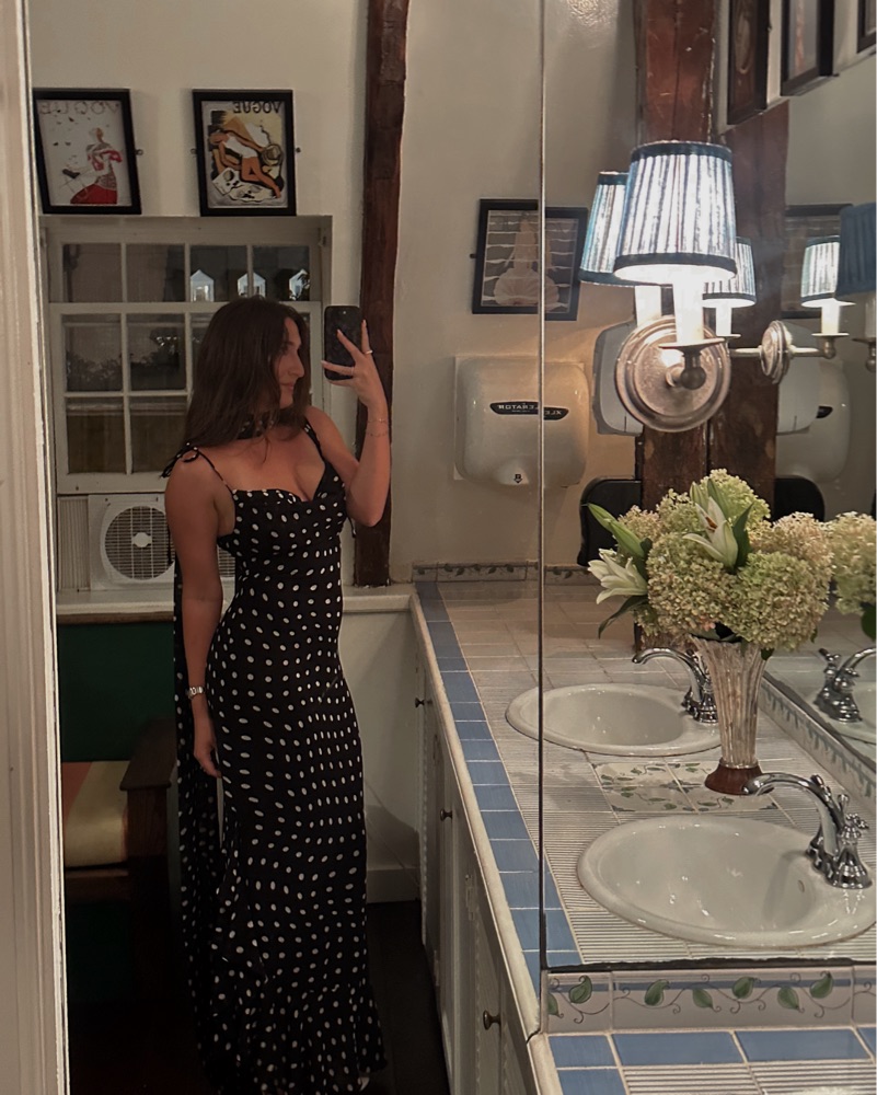 brown dress design Beverly Brown Polkadot Dress – Helen McAlinden main image 0