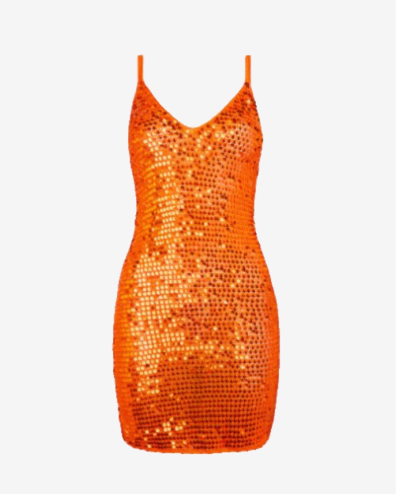 slim fit dress slacks Orange & Silver Latin - Rhythm Dress