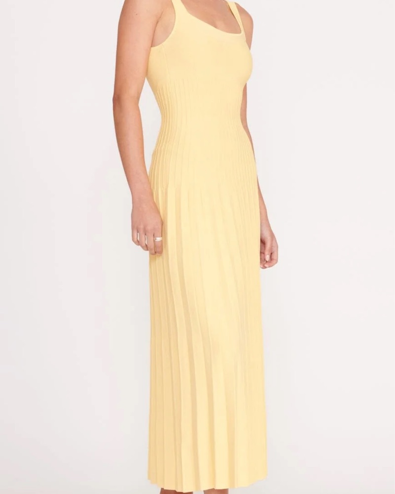 Staud Ellison Knit Pleated Midi-Dress by Staud