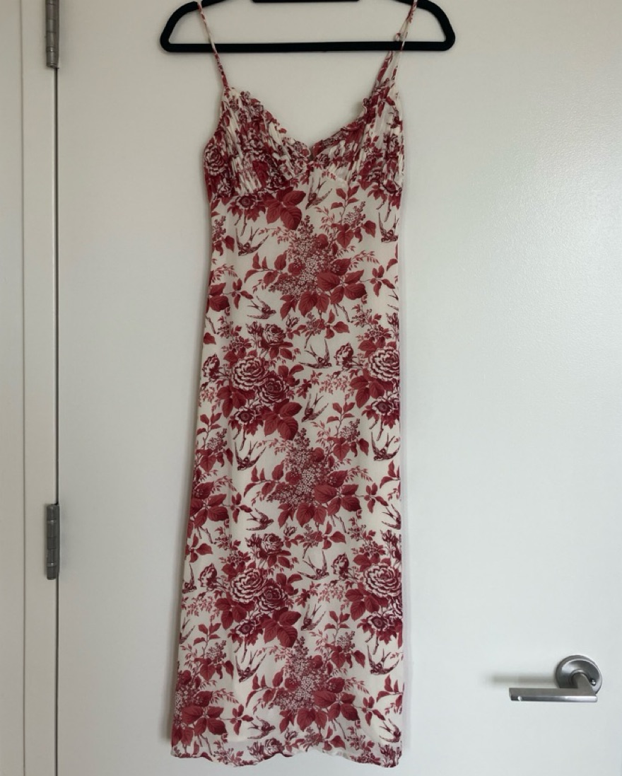 open lace back dress Veda Strappy Back Ruffle Midi Dress Floral Red– Selfie Leslie main image 1