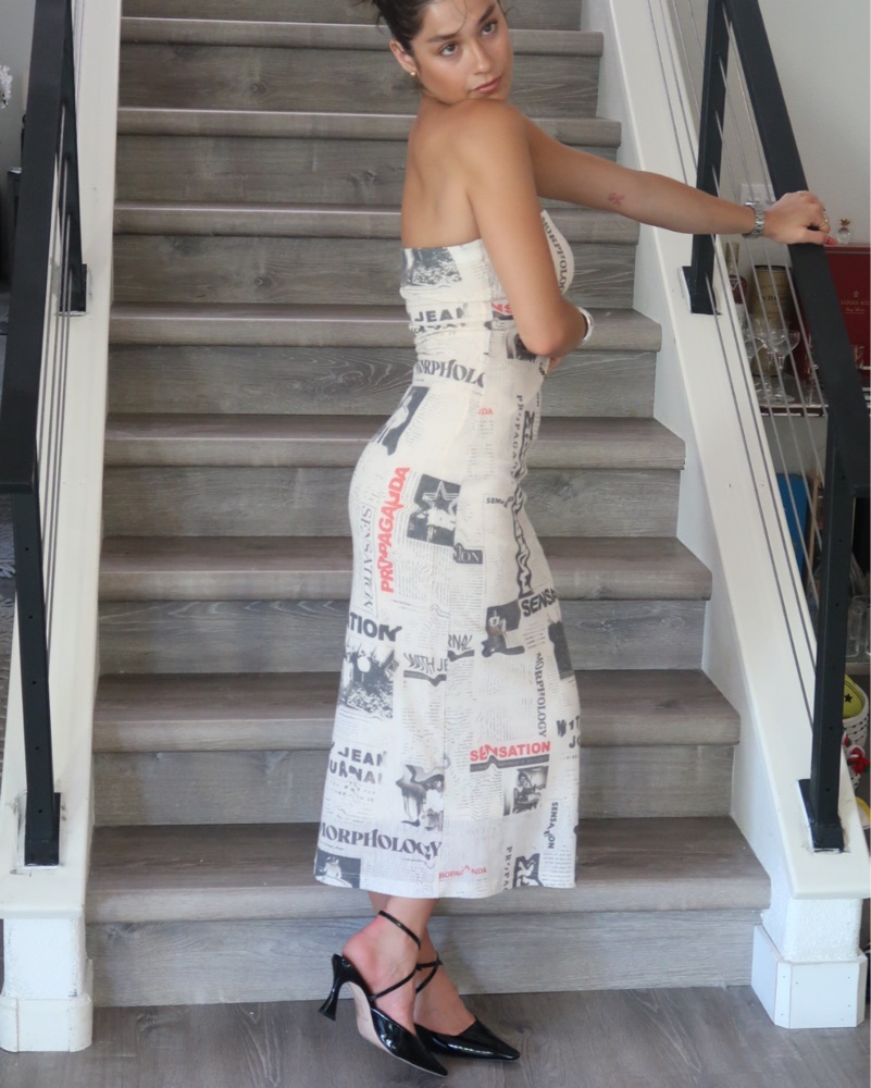With Jean Franki Midi Newspaper Dress by With Jean - Pickle