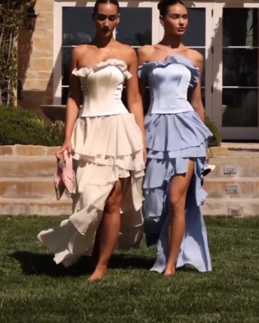 Blue Corser Tiered Garden Party Dress - Image 2