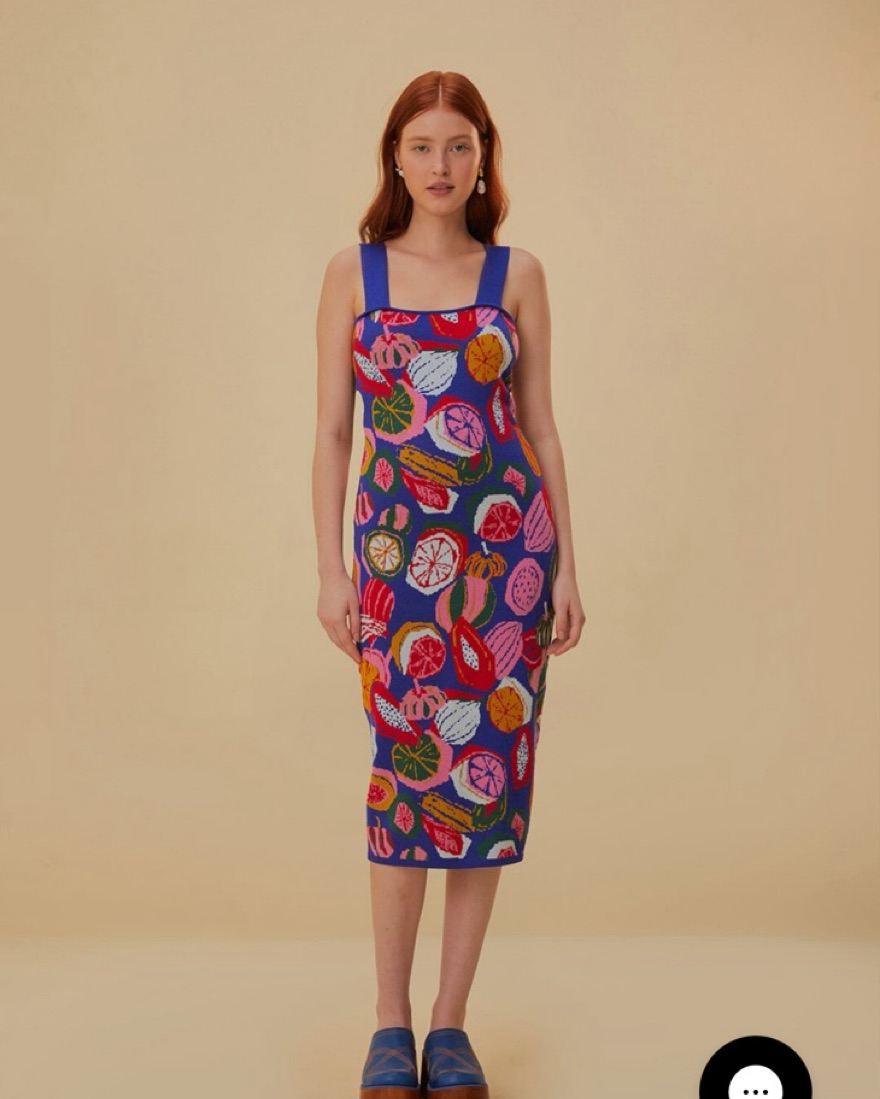 Farm Rio Bright Knit Salad Midi Dress - Image 1