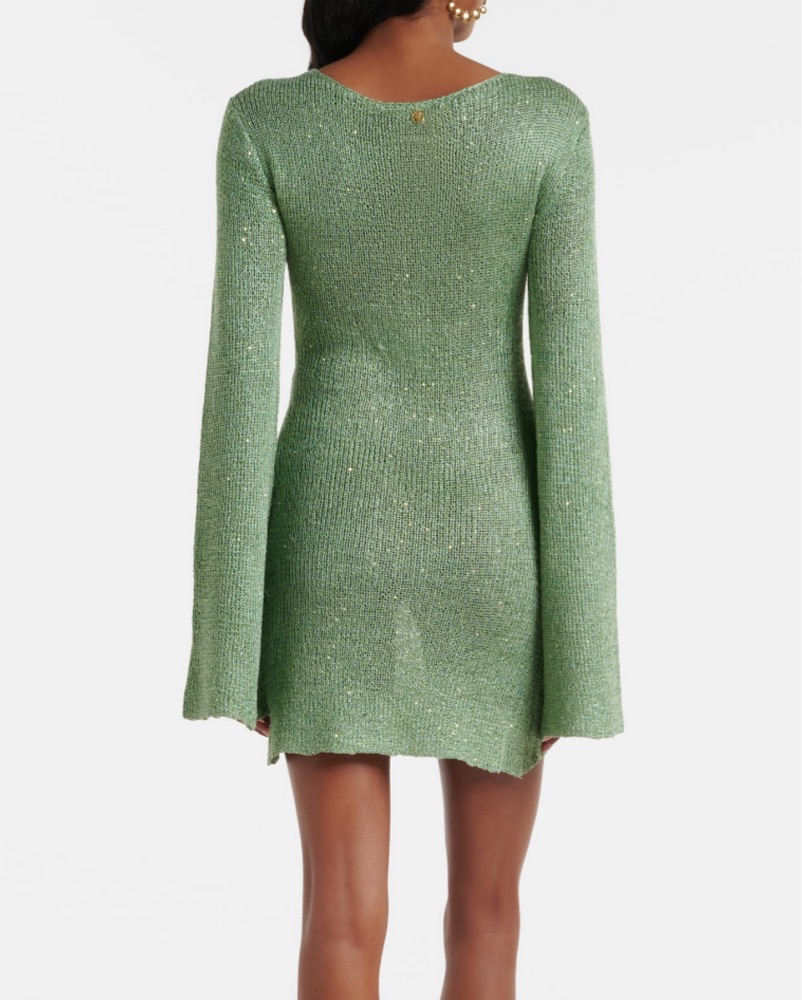 BANANHOT Sequin Knit Mini Dress Coverup by Bananhot - Pickle