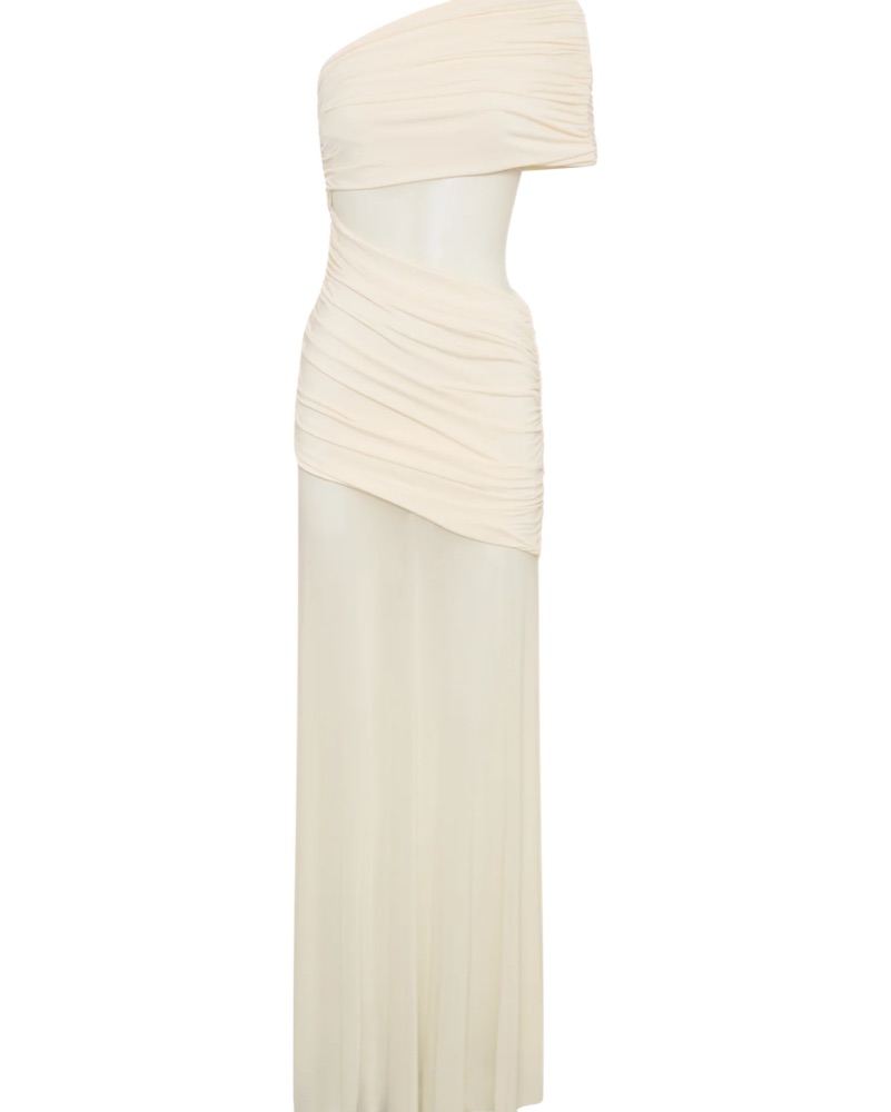 Meshki Dallas One Shoulder Mesh Maxi by Meshki - Pickle