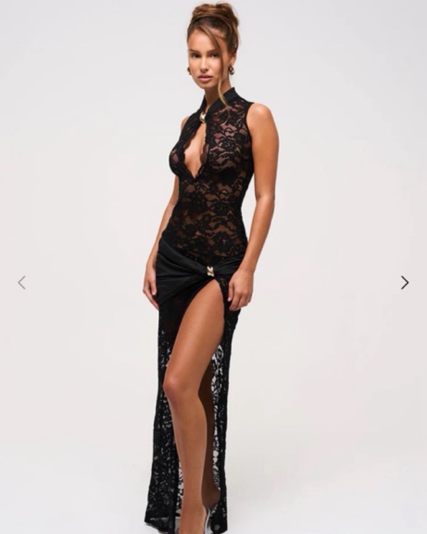 Murci Onyx Lace Keyhole Dress by Murci - Pickle
