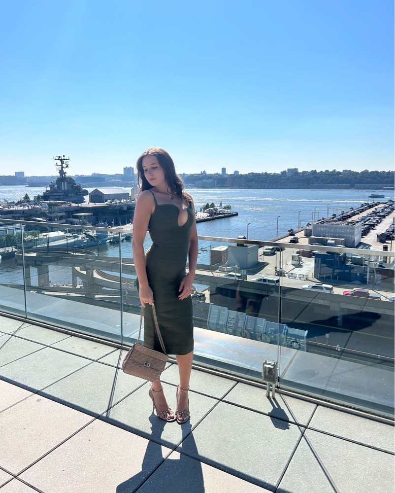slim fit dress slacks THE ALENA DRESS – HERVÉ LÉGER main image 1