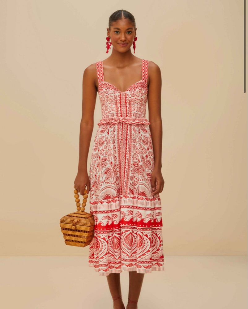 Farm Rio Red River Ride Midi Dress by Farm Rio - Pickle