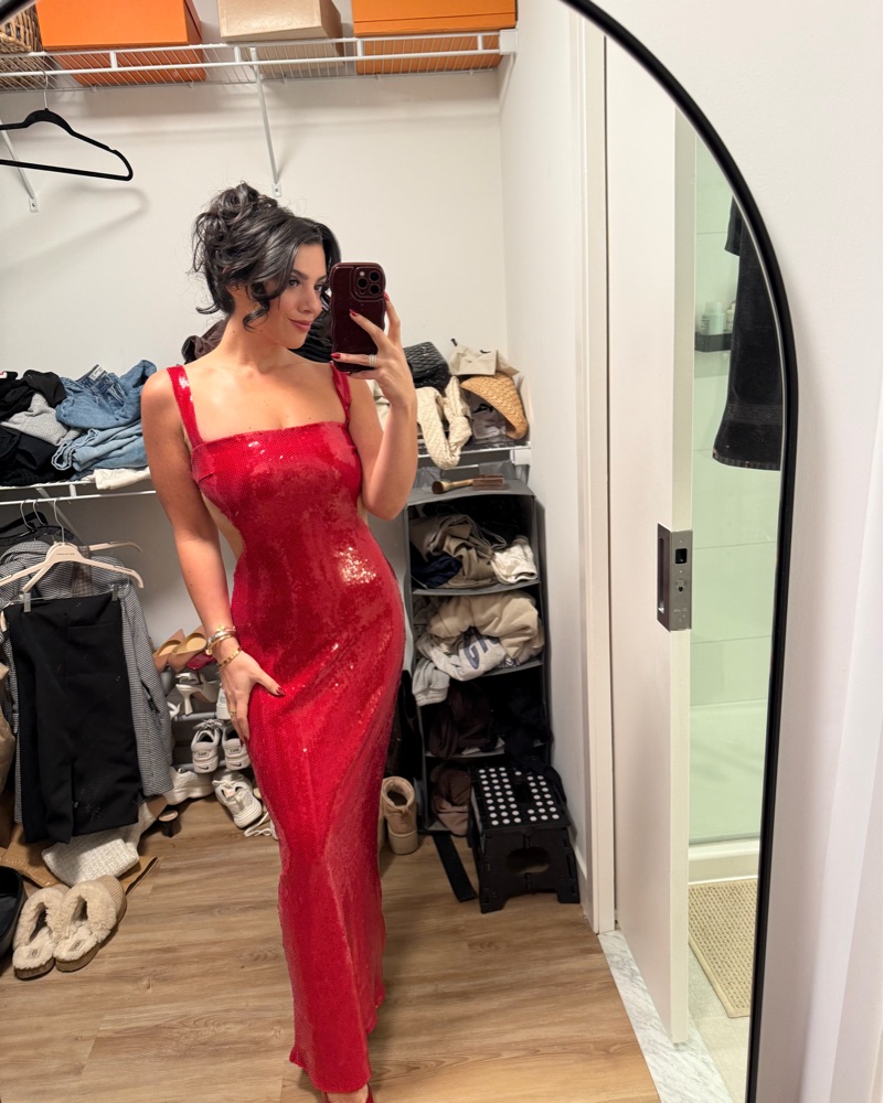 strapless open back dress Genie Diamante Halter Midi Dress / Mahogany | Meshki main image 1