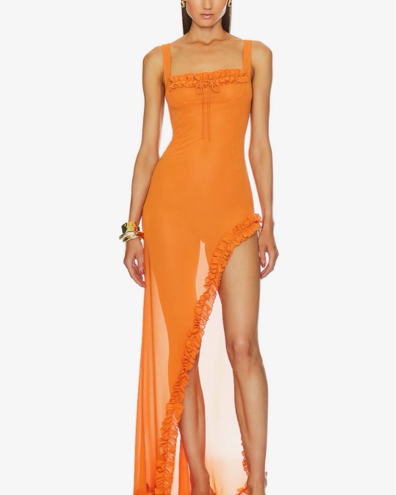 Mini Dress Revolve Sheer Dress Helsa Revolve Sheer Ruffle Long Dress By  Helsa Pickle