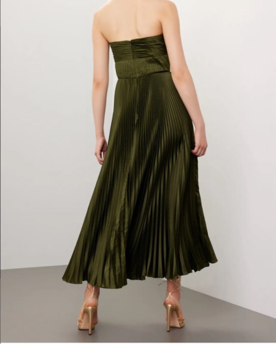 AMUR Pleated Strapless Belle Dress by Amur - Pickle