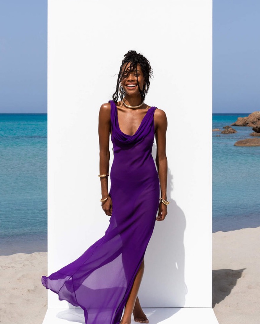 Purple Rat & Boa Sheer Mesh Maxi Dress by Rat & Boa - Pickle