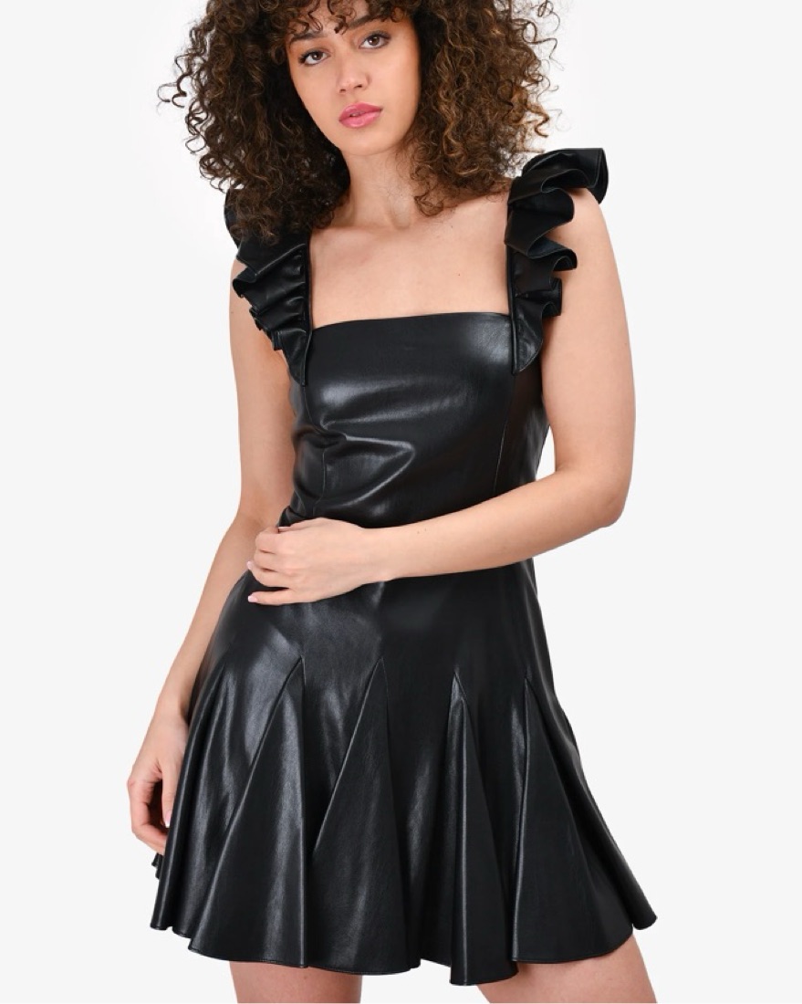 Alice & Olivia Leather Ruffle Dress by Alice & Olivia - Pickle