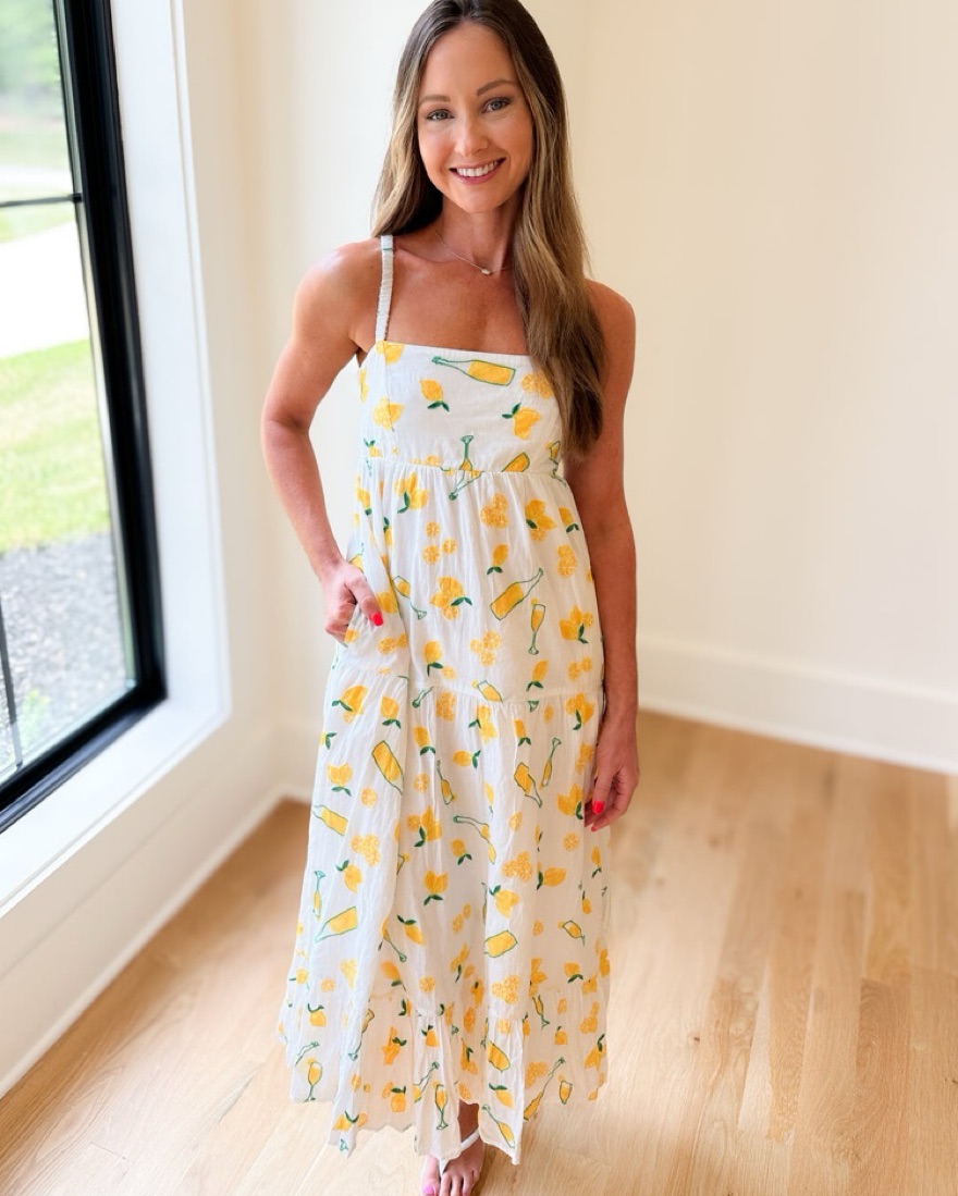 Whimsical Lemon Print Midi Dress - Image 4