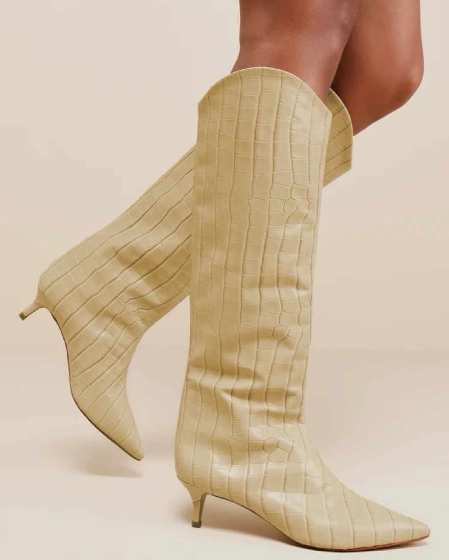 Black Croc Heeled Boots - Image 4