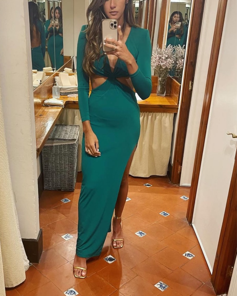 sachin and babi light blue dress PrettyLittleThing beautiful emerald sequin jumpsuit 8 in Green