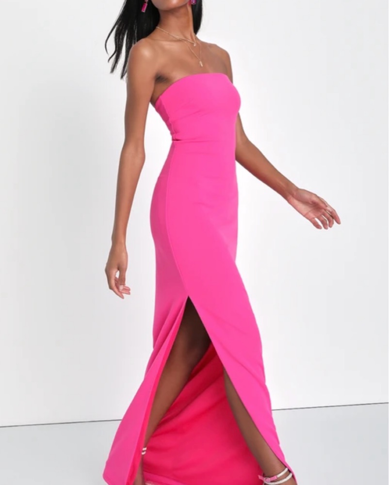 Hot Pink Strapless Tight Formal Dress by Lulus - Pickle