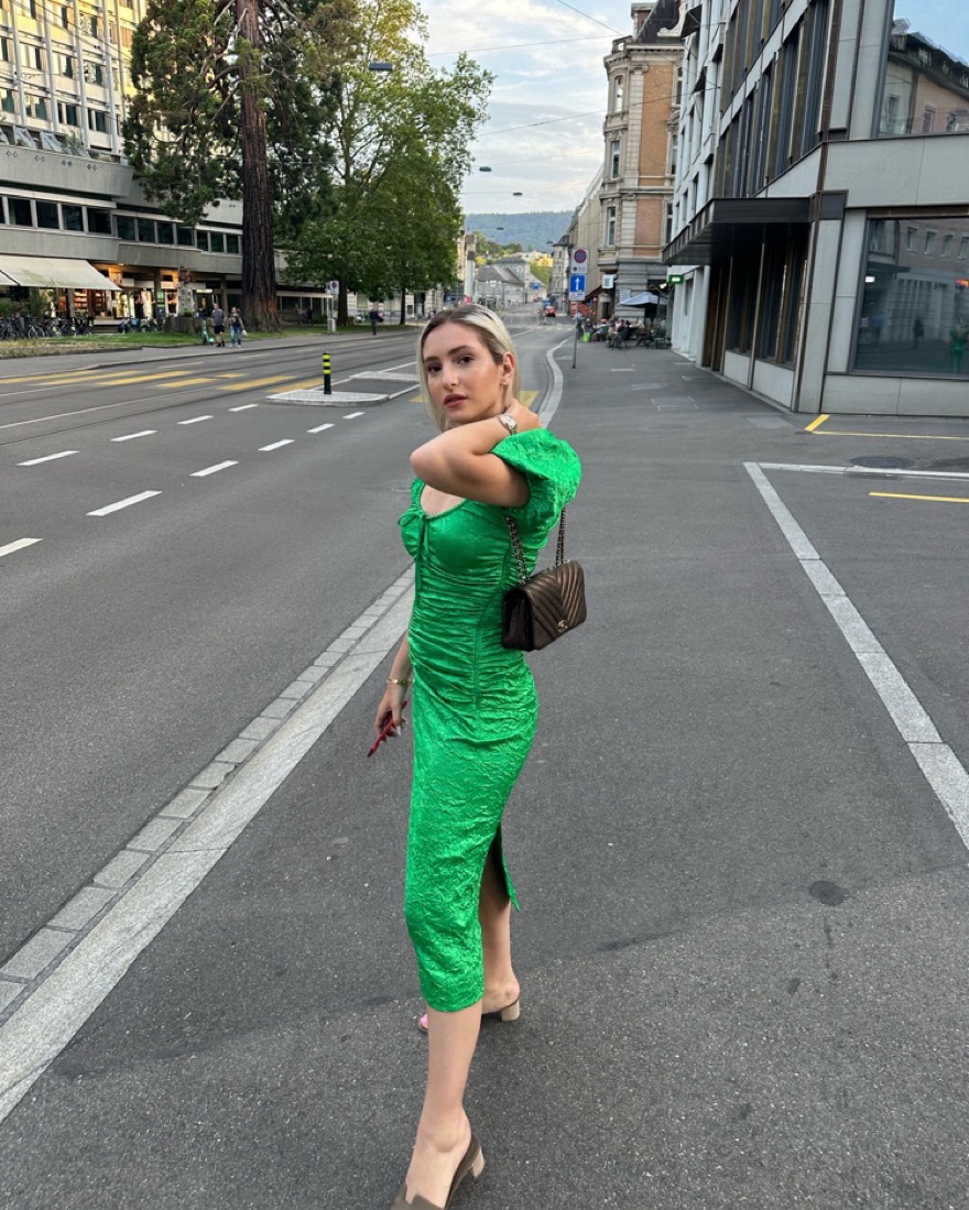 slim fit dress slacks AGUA MAXI DRESS IN DARK GREEN CRINKLE CHIFFON – DE LA VALI OFFICIAL main image 0