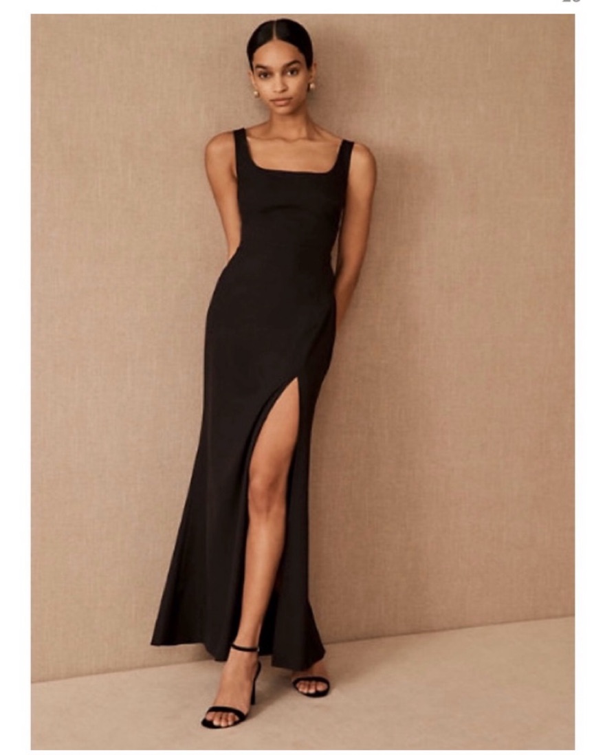 knee length dresses for ladies Satin Square-Neck Midi Dress with Side Slit  Eclipse