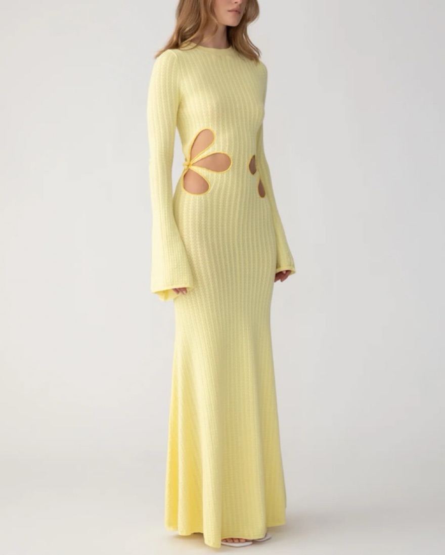 knee length dresses for ladies Berrylush Women Yellow Polka Dot Printed Tie-Up Sweetheart Neck Flared main image 0