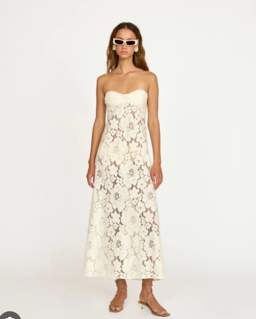 chinese dress ladies Sheer Lace A-Line Mini Dress in Ivory - 6