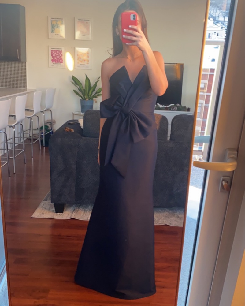 Badgley Mischka navy Blue Bow Gown by Badgley Mischka - Pickle