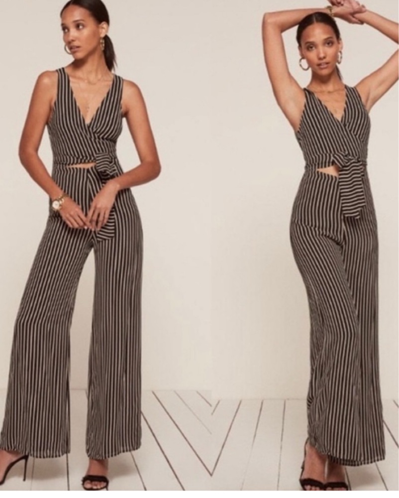 Chic Striped Jumpsuit with Cutouts - Image 2