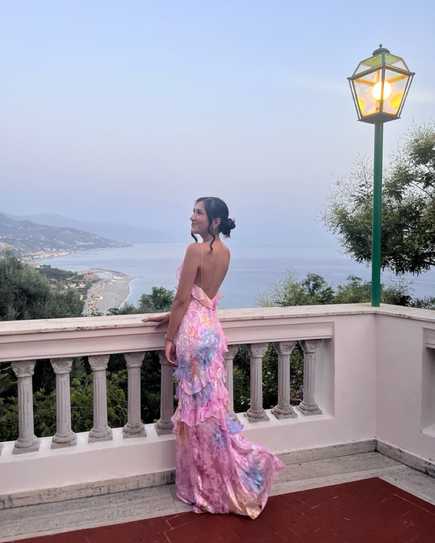 open lace back dress Rialto Floral Chiffon Maxi Dress- Women's Designer Luxury Dresses