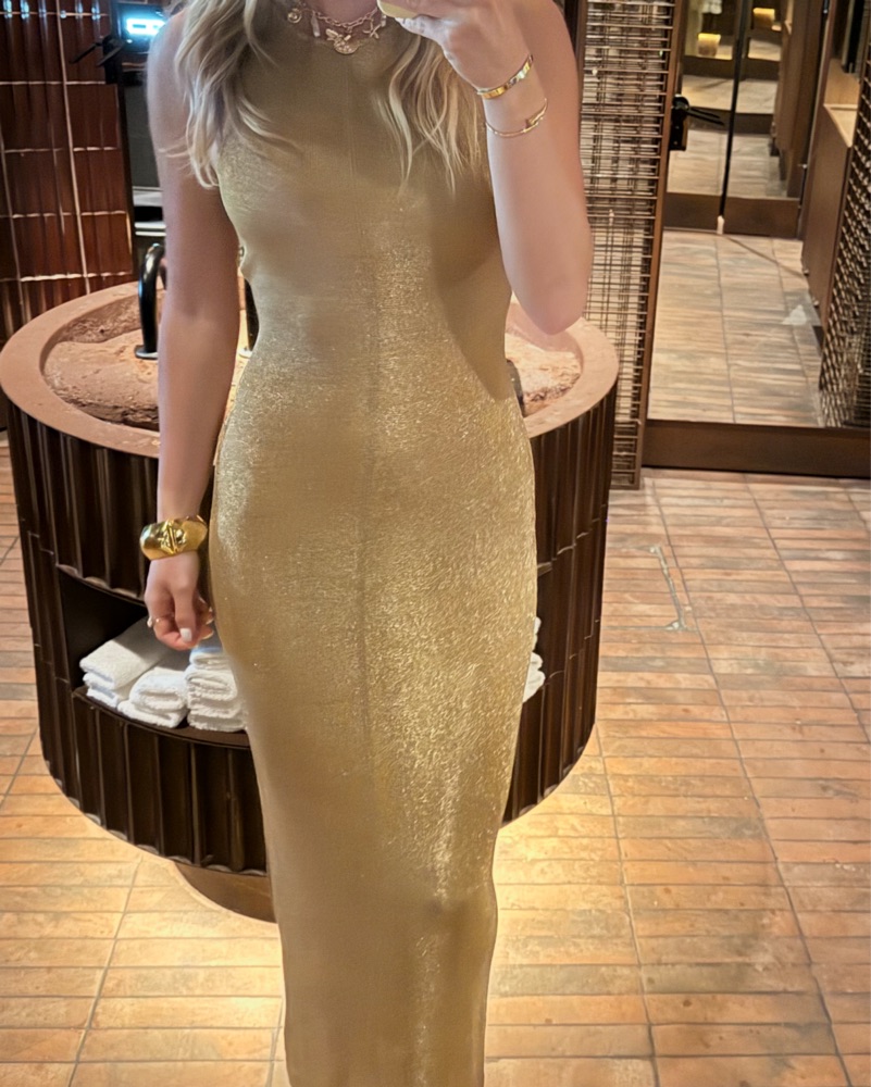slim fit dress slacks Guizio Lina Midi Dress Honey Butter / M