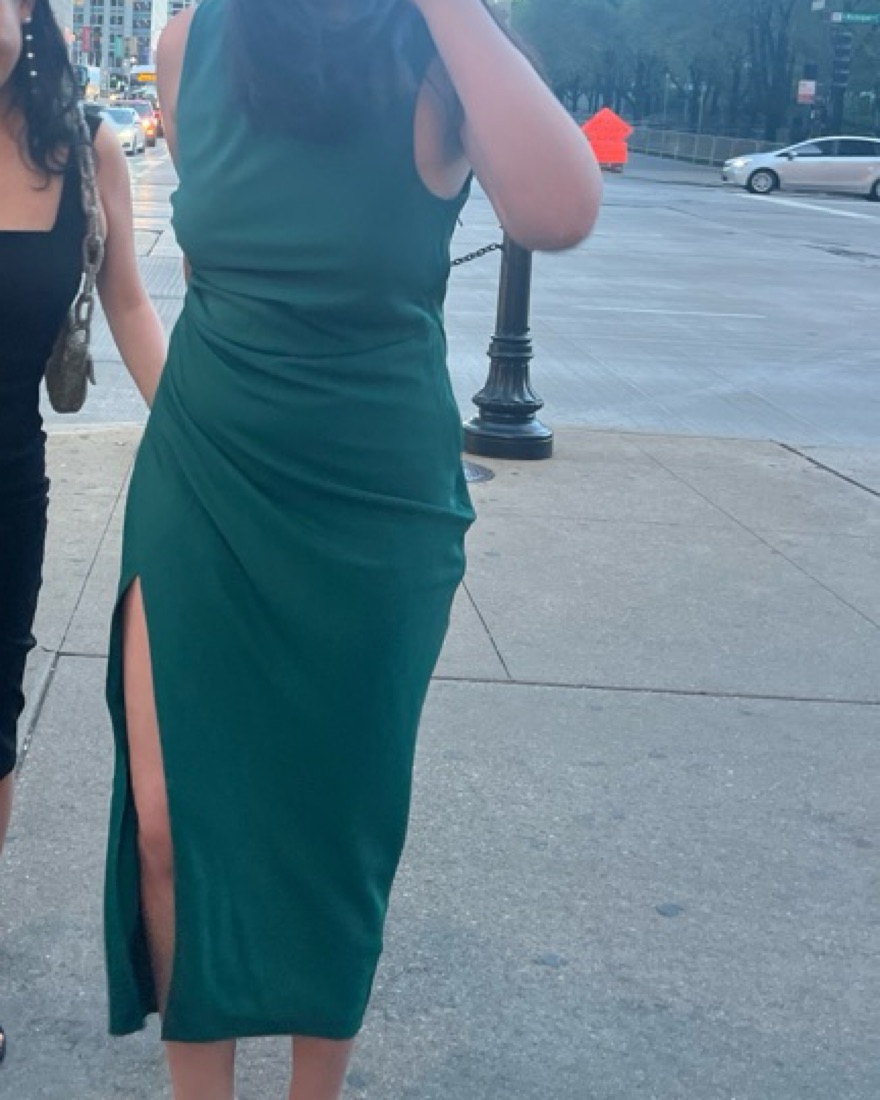 Abercrombie Draped High Neck Shell Midi by Abercrombie and Fitch - Pickle