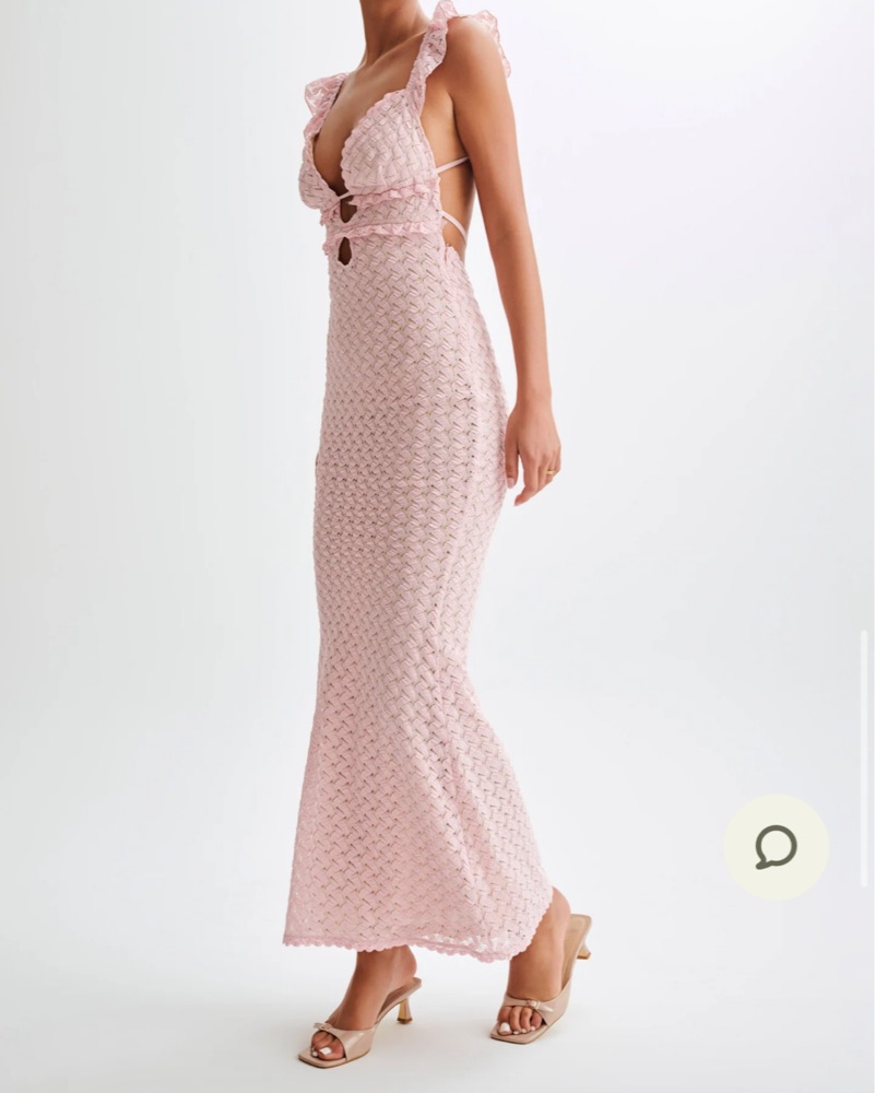 strapless open back dress Imogen Off Shoulder Slinky Maxi Dress / Candy Pink | Meshki main image 0