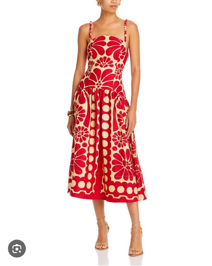 knee length dresses for ladies Farm Rio Black Flowerful Garden Midi Dress, Snake Garden Black / Xs main image 0