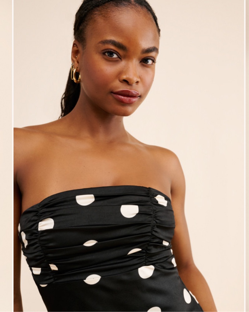 Polka Dot Black Strapless Dress by If By Sea - Pickle