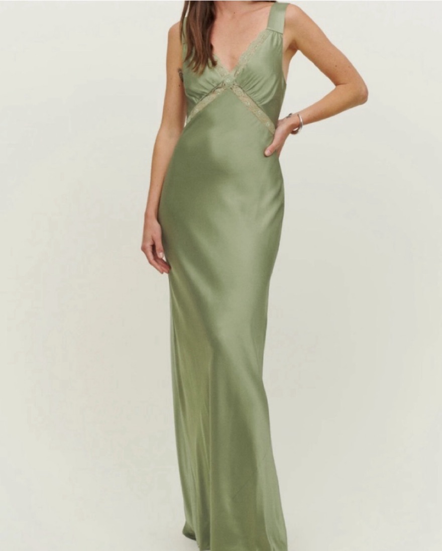 slim fit dress slacks Amanda Uprichard Janeiro Maxi in Green main image 1