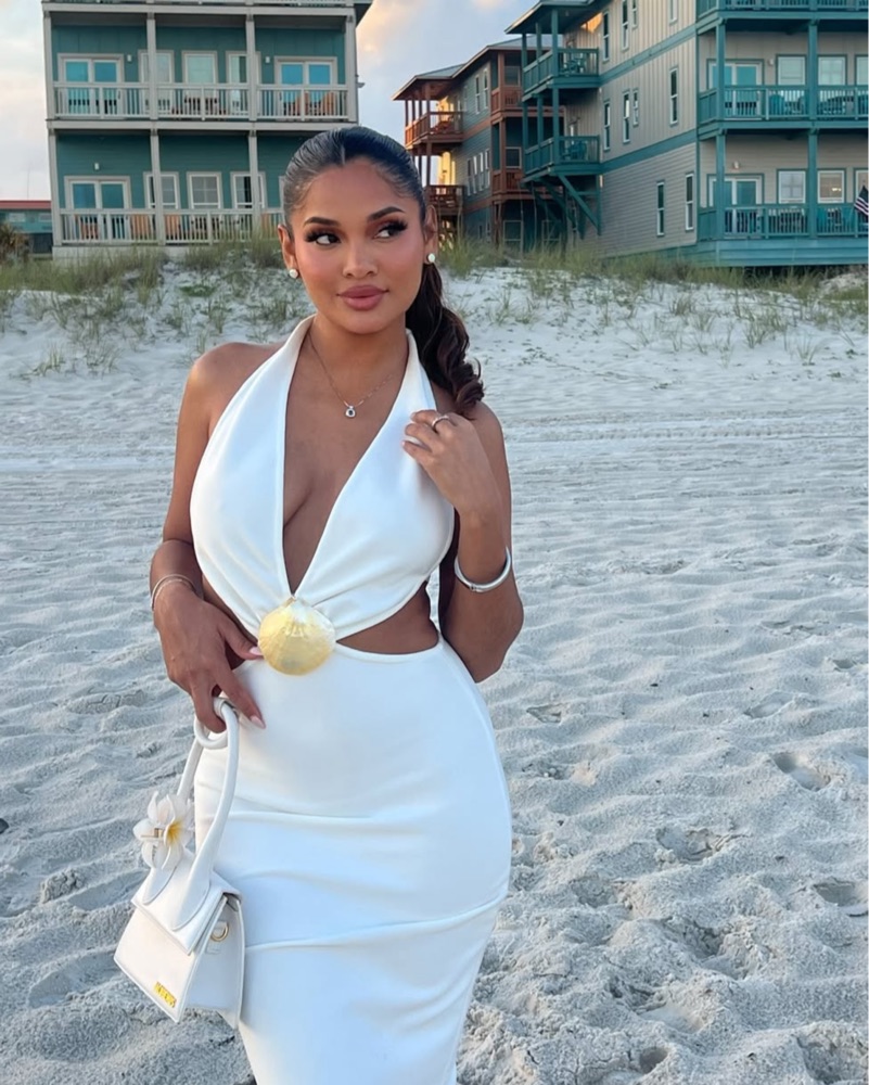 Chic Halter Dress with Cutouts by Fashion Nova - Pickle