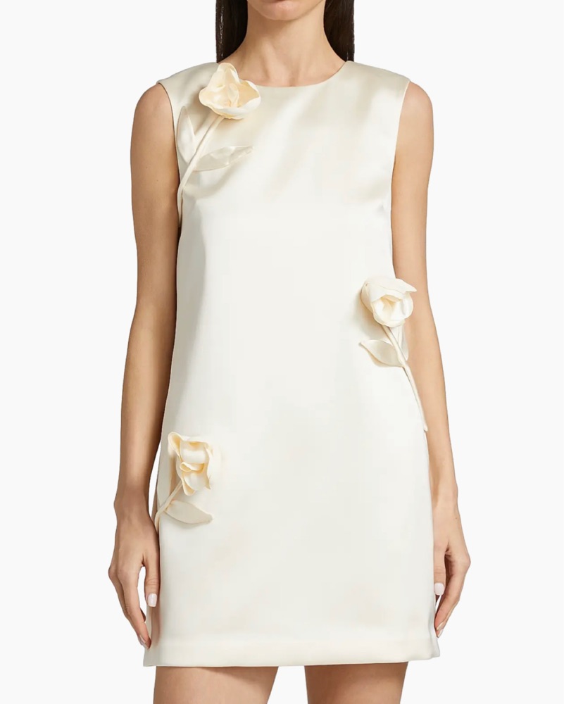 knee length dresses for ladies Self-Portrait - Cream Embellished Boucle Mini Dress main image 0
