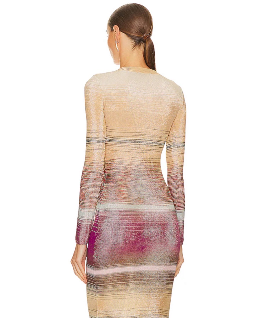 green emerald velvet dress Missoni M Pastel Green and Pink Gold Stripe Knit Sleeveless Maxi Dress