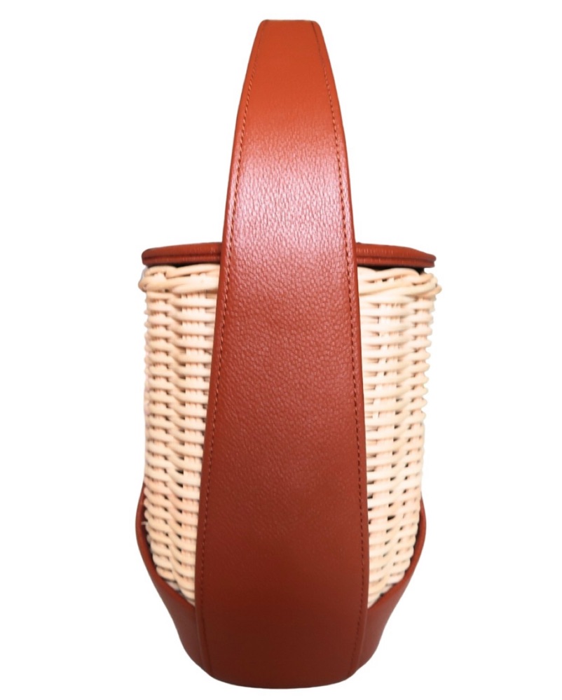 POLENE YKE WICKER LEATHER HANDBAG Brown by Polene - Pickle