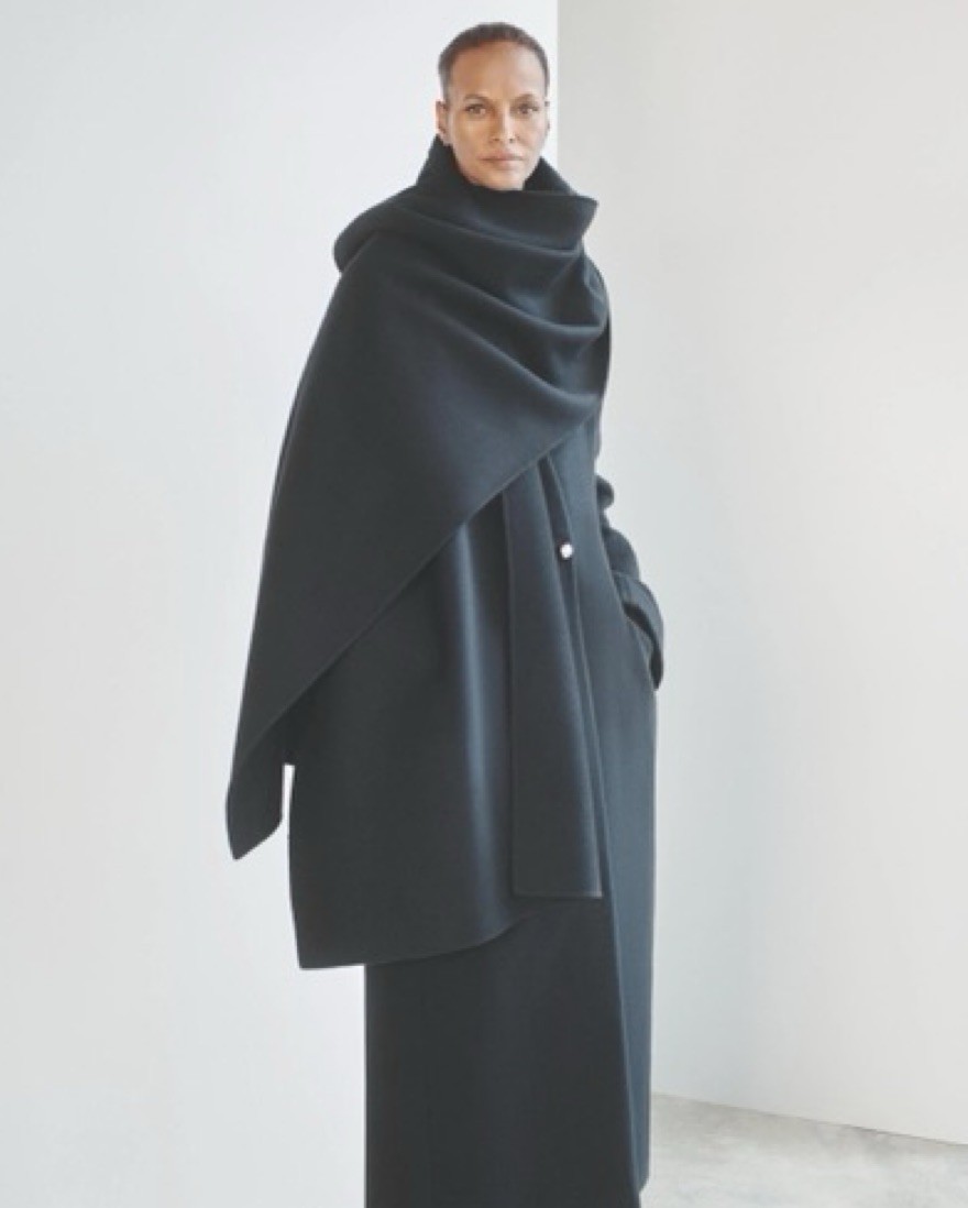 Deep V Cashmere Scarf Coat by Another Tomorrow - Pickle