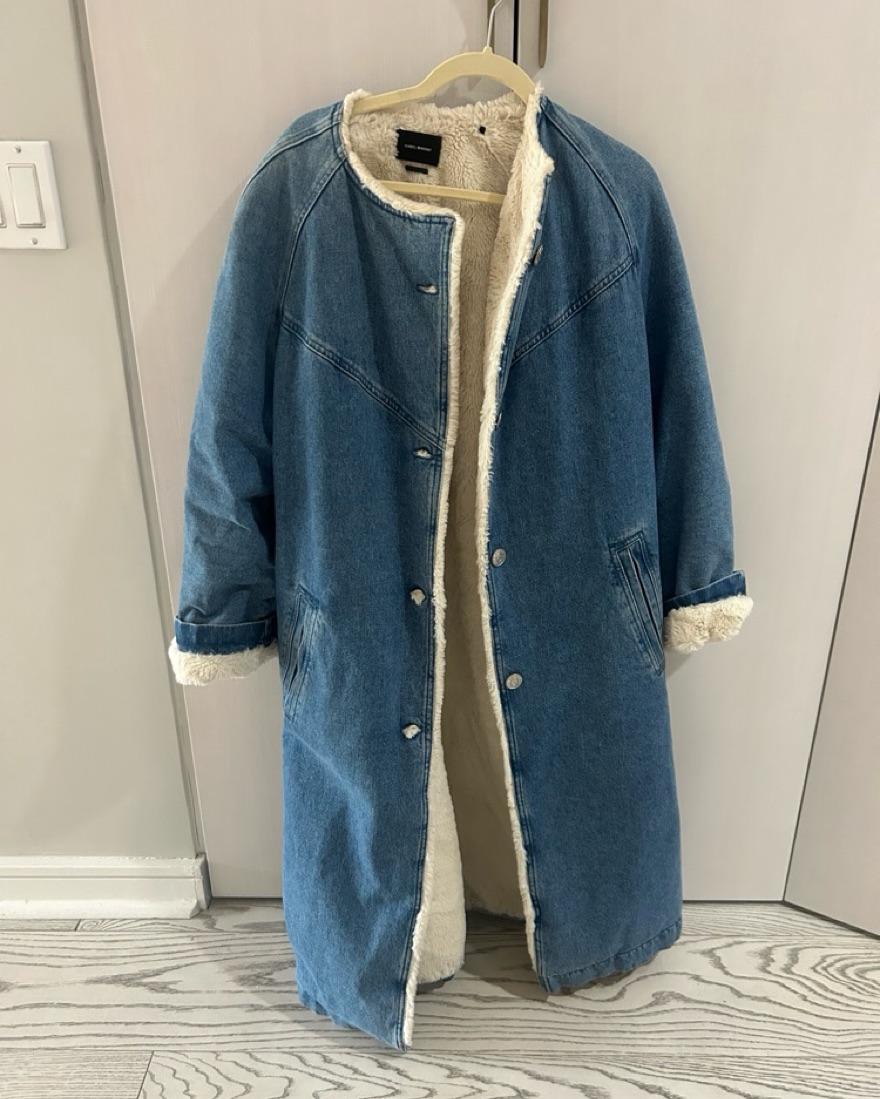 Isabel Marant Denim And Shearling Coat by Isabel Marant - Pickle