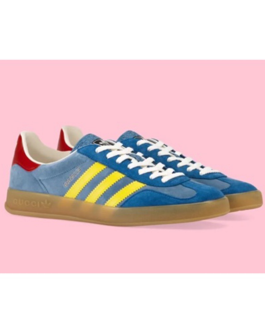 GUCCI スニーカー 青/赤/黄 Adidas X Gucci Gazelle In Blue Velvet by Gucci - Pickle