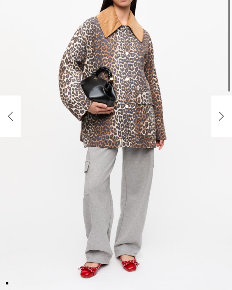 Leopard Printed Canvas Midi Jacket by Ganni - Pickle