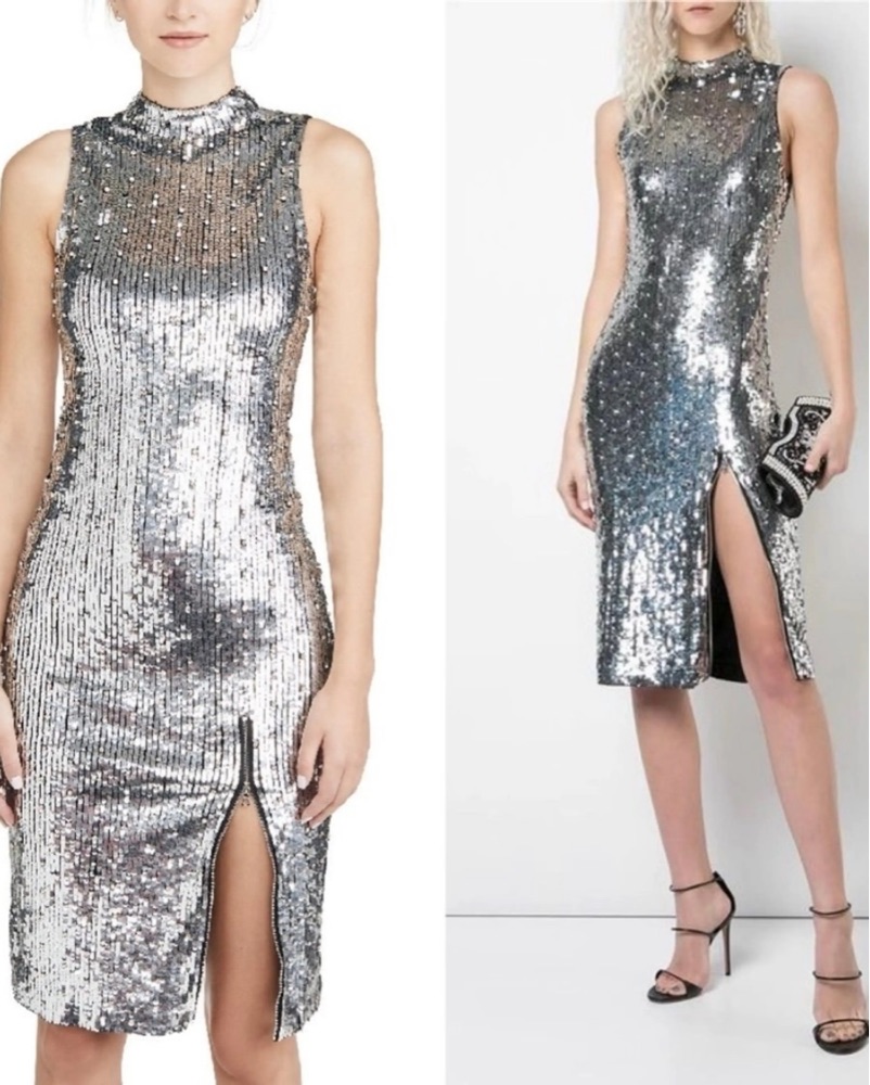 Alice And Olivia Silver Mini Dress by Alice & Olivia - Pickle