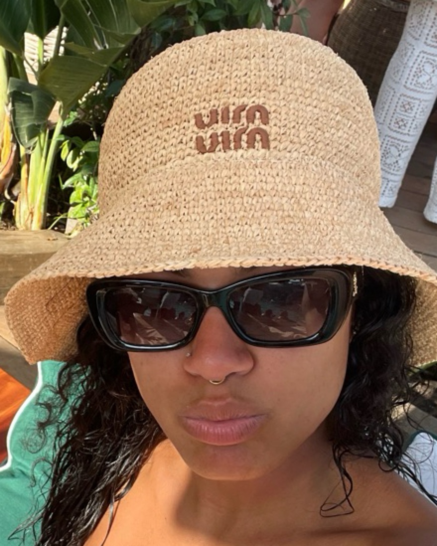 Chic Straw Miu Miu Hat by Miu Miu - Pickle