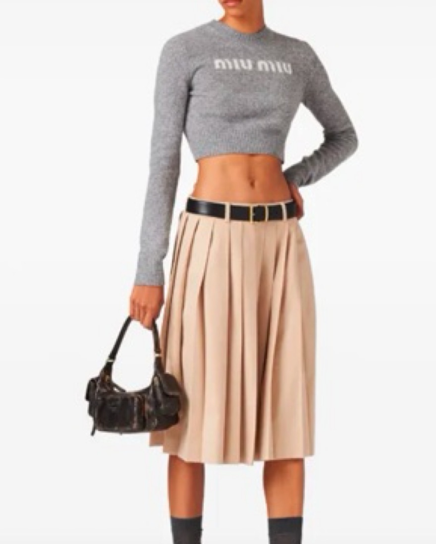 Miu Miu Cropped Sweater by Miu Miu - Pickle