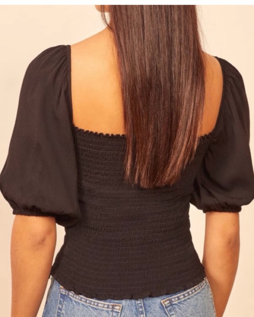 Reformation Black Puff Sleeve Top by Reformation - Pickle
