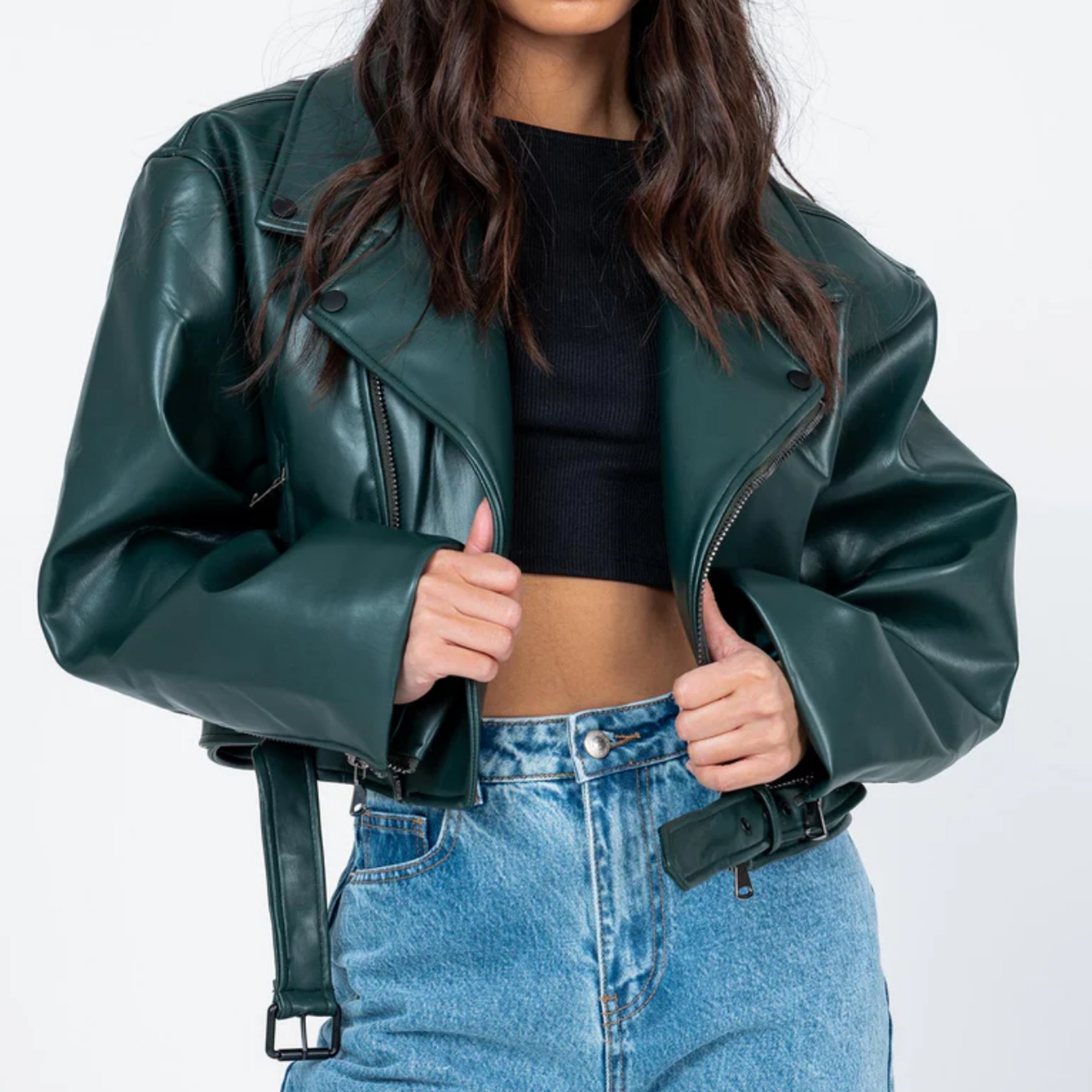 Lioness Staten Island Leather Jacket by Lioness - Pickle