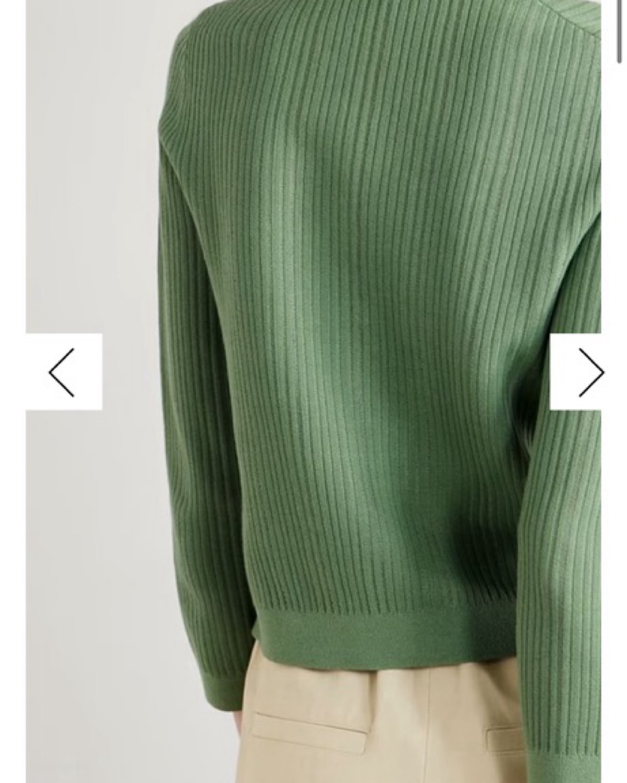Theory カーキーニット Theory Cropped Ribbed Cardigan by Theory - Pickle