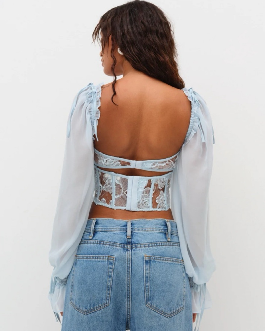 ドロシーズ紗栄子ラッフルスリーブtops For Love and Lemons Sade Top by For Love & Lemons - Pickle